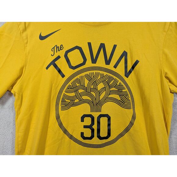 Nike Golden State Warriors Stephen Curry 30 The Town Yellow Shirt Size Small - Picture 2 of 8